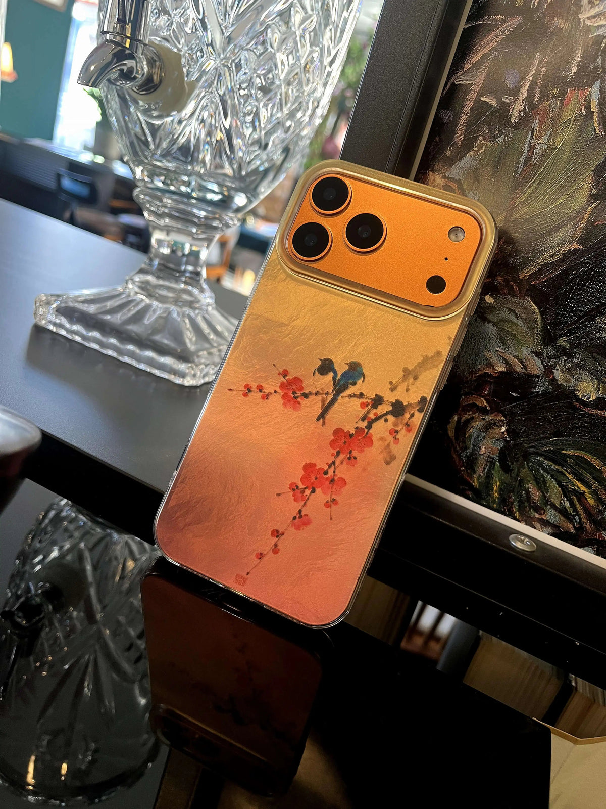Chinoiserie Magpie & Plum Blossom Laser Metallic Phone Case-YX