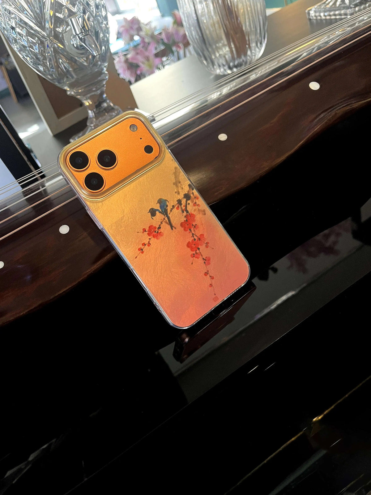 Chinoiserie Magpie & Plum Blossom Laser Metallic Phone Case-YX
