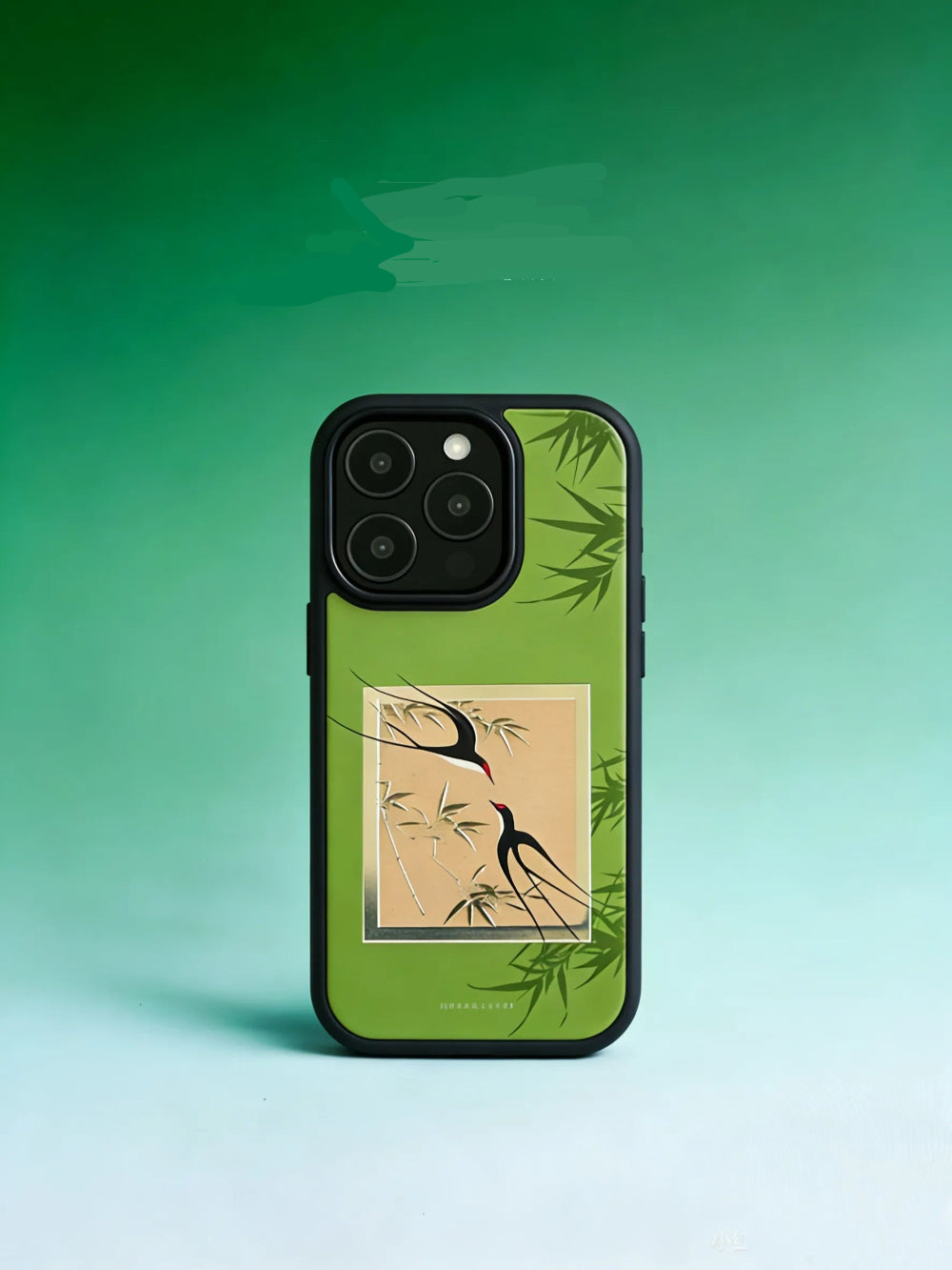 Chinoiserie Bamboo & Swallow Gilded Gold Finish Glass Phone Case-CHO