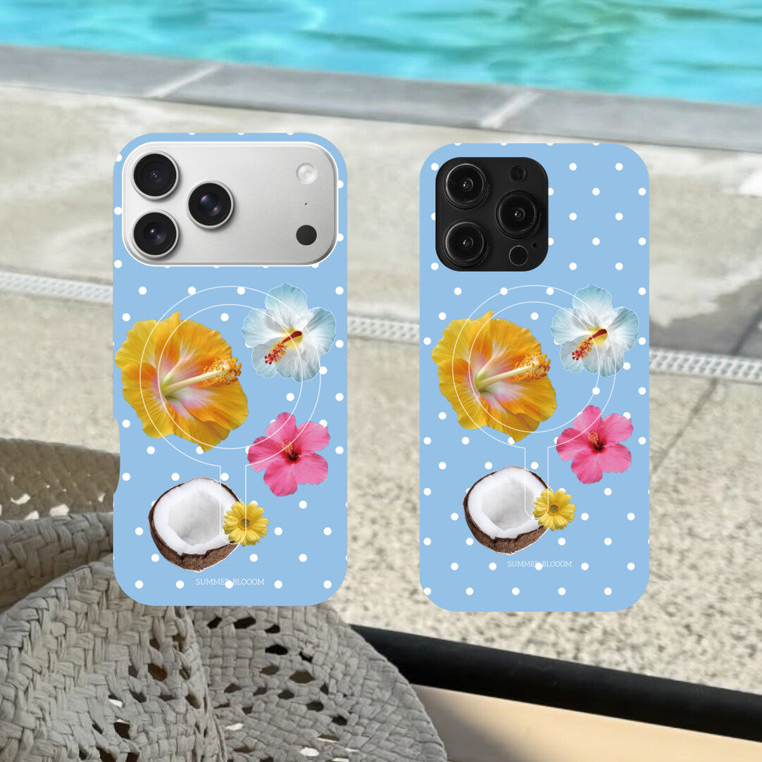 Tropical Floral & Polka Dot Phone Case Single Layer SB-IML-MagSafe
