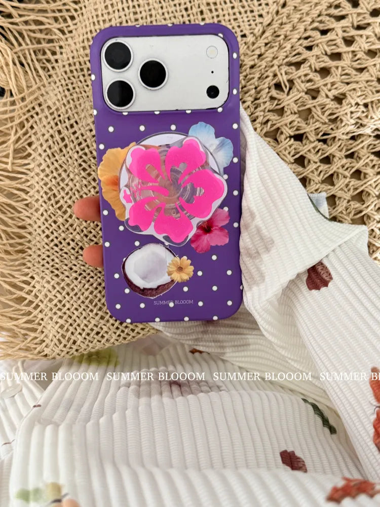 Tropical Floral & Polka Dot Phone Case Single Layer SB-IML-MagSafe