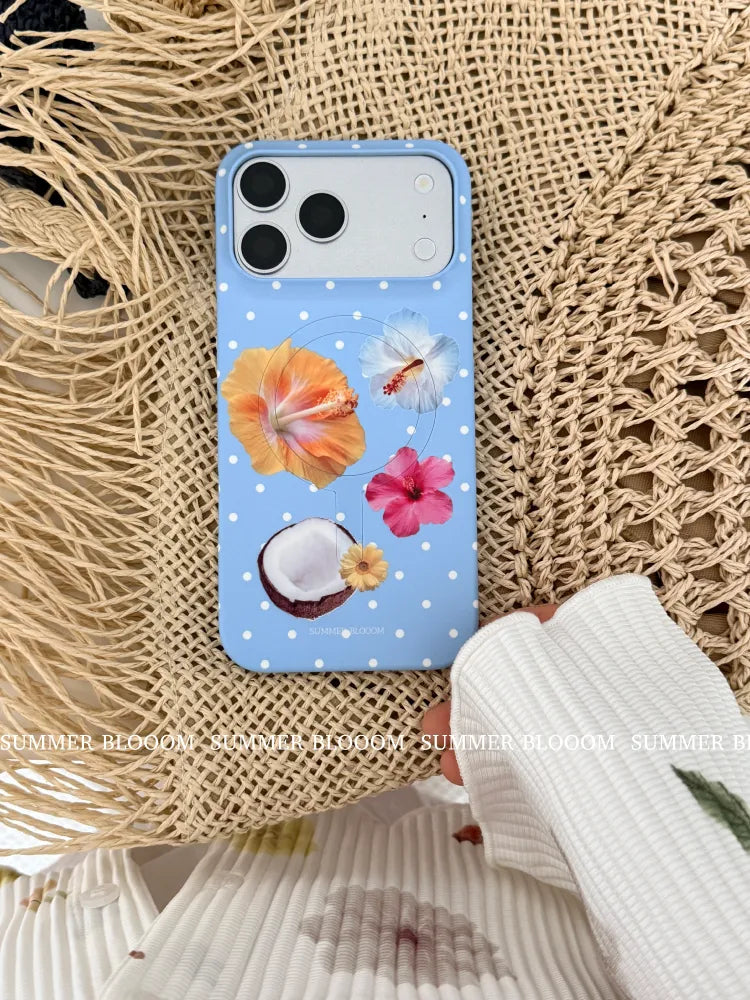 Tropical Floral & Polka Dot Phone Case Single Layer SB-IML-MagSafe