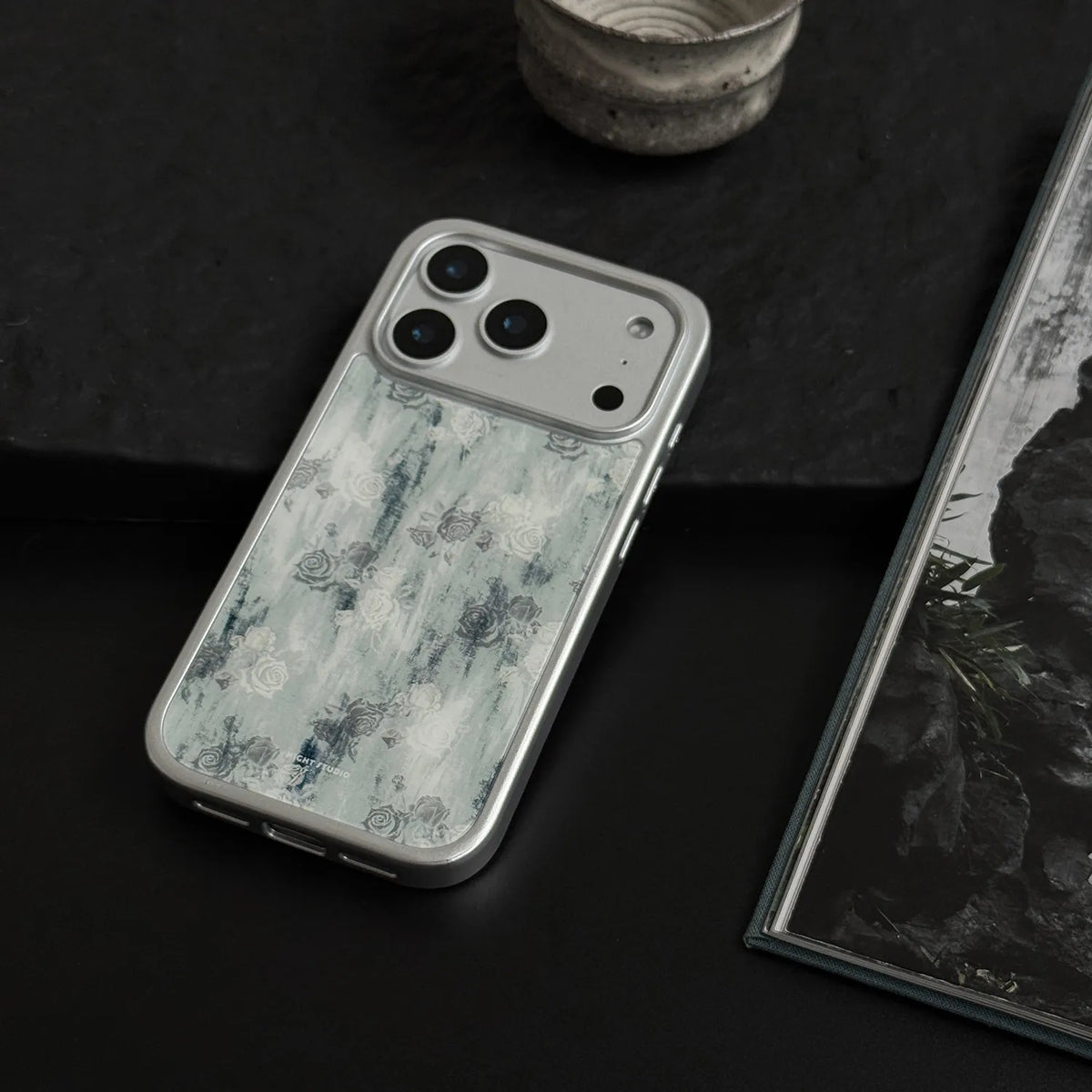 Vintage Rose Ink Wash Tempered Glass Phone Case-NS