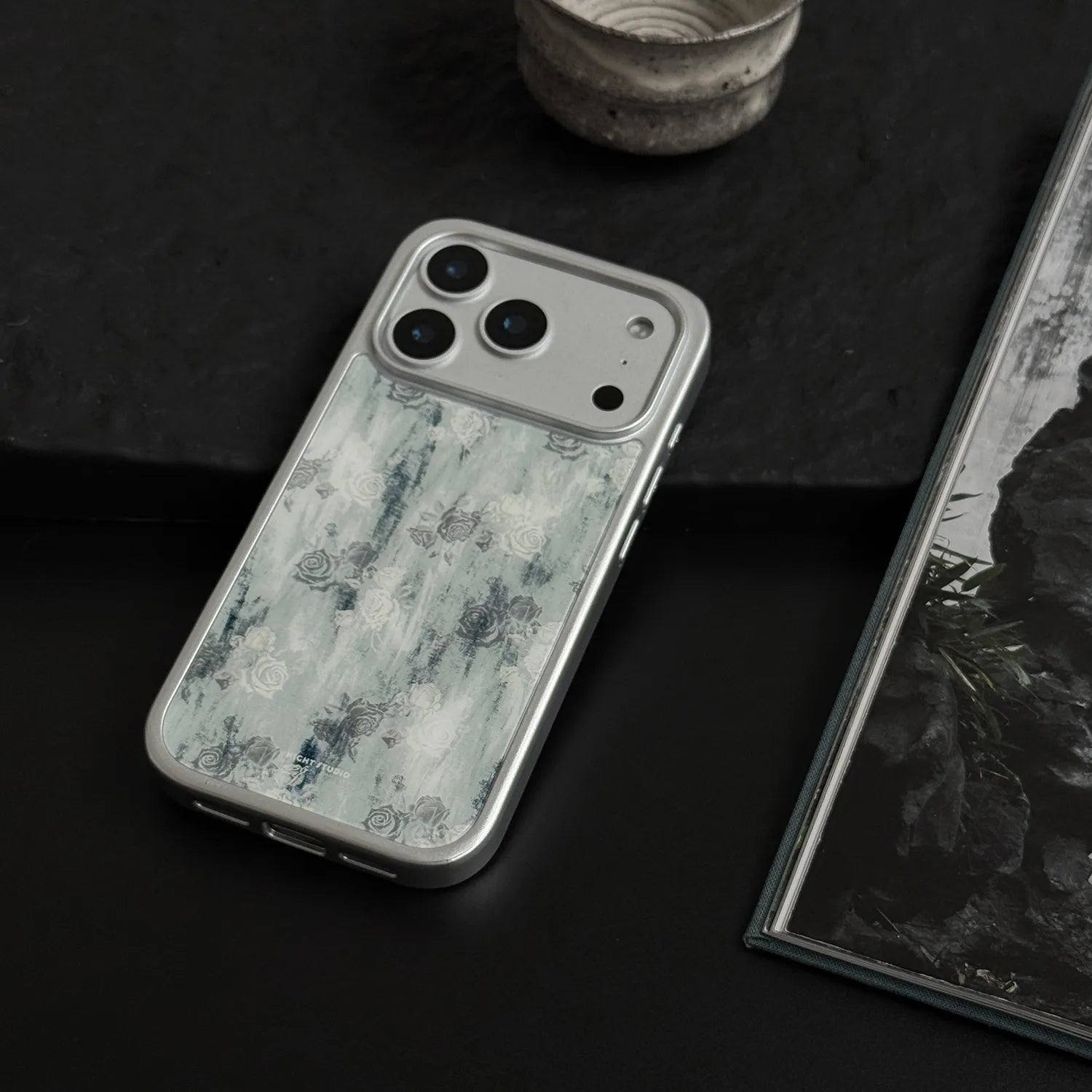 Vintage Rose Ink Wash Tempered Glass Phone Case-NS