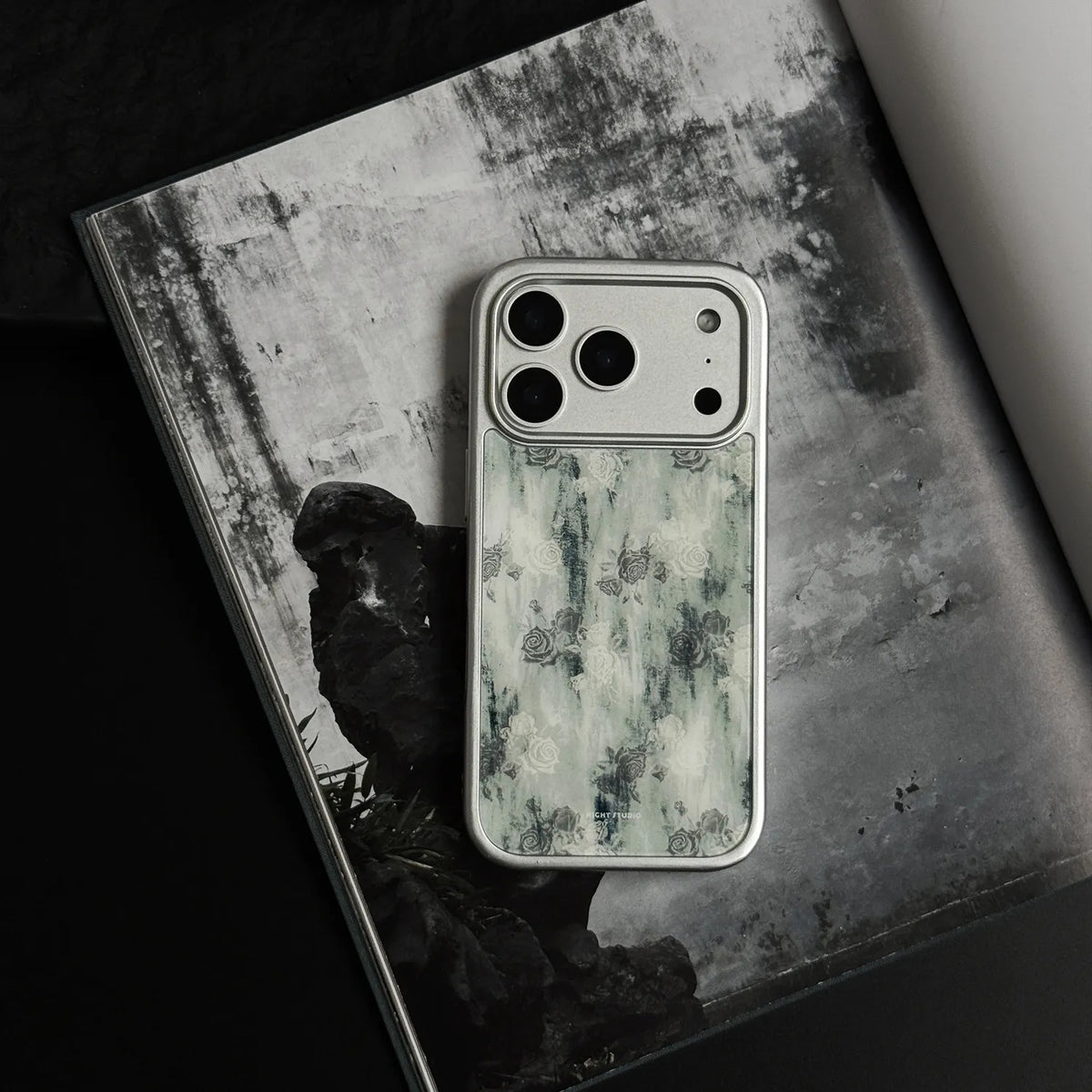 Vintage Rose Ink Wash Tempered Glass Phone Case-NS