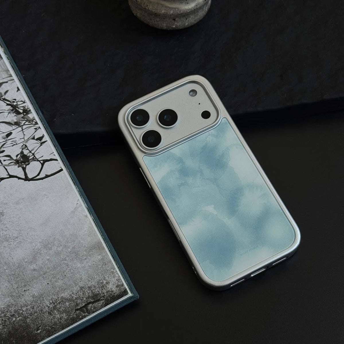 Cyan Infusion Watercolor Ink Tempered Glass Phone Case-NS