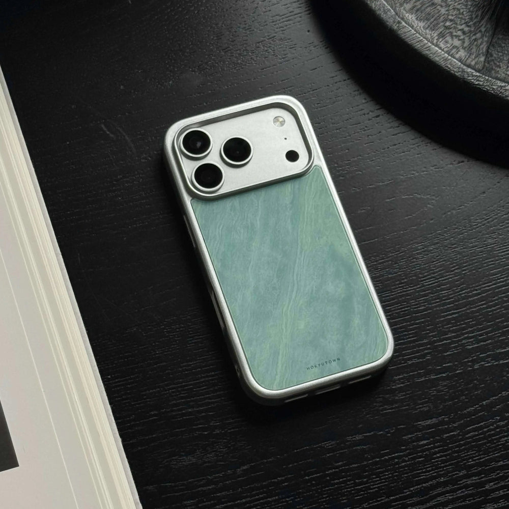 Luxury Cyan Flowing Jade Tempered Glass Phone Case-CHO