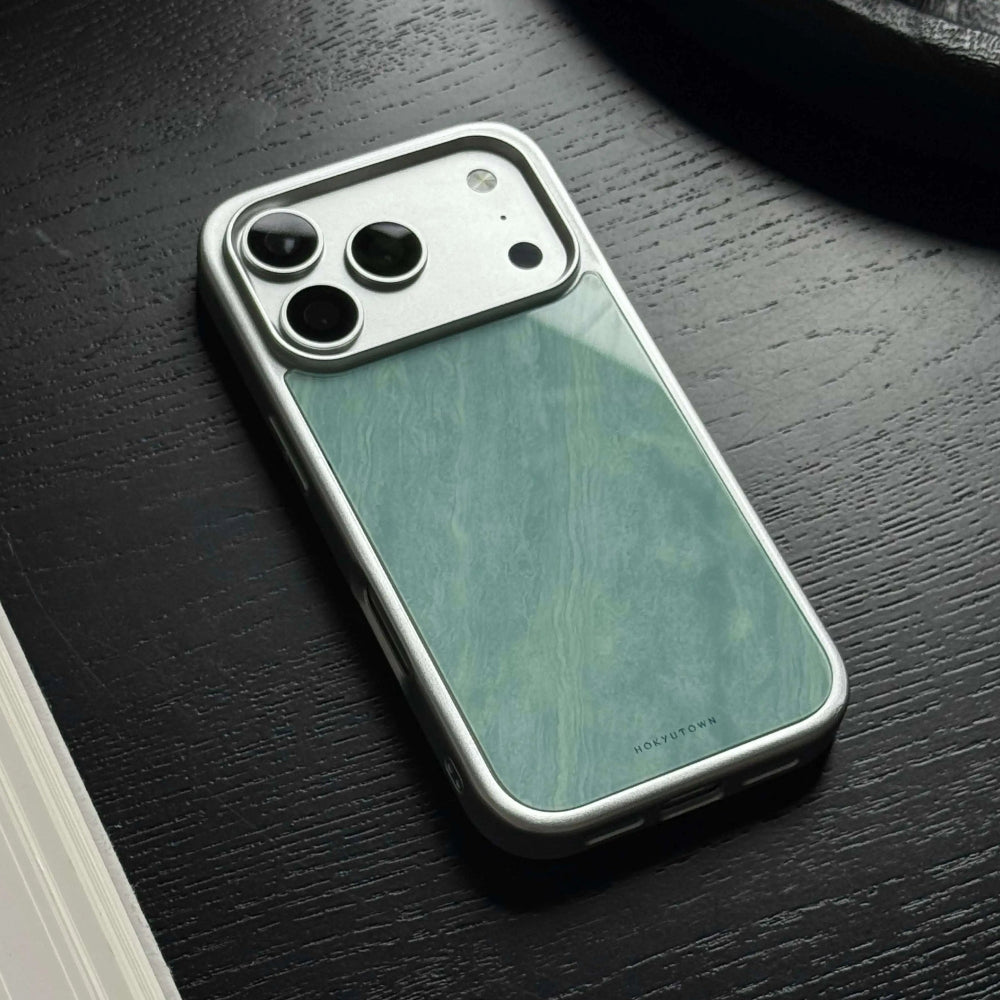 Luxury Cyan Flowing Jade Tempered Glass Phone Case-CHO