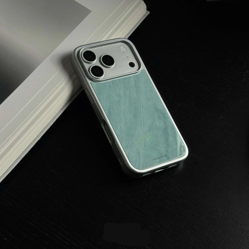 Luxury Cyan Flowing Jade Tempered Glass Phone Case-CHO
