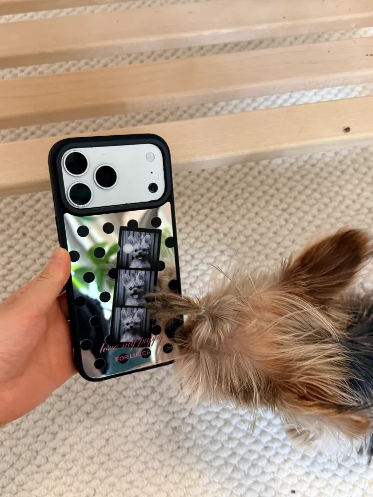 Custom Pet Photo Film Stripe Polka Dot Mirror Phone Case with MagSafe