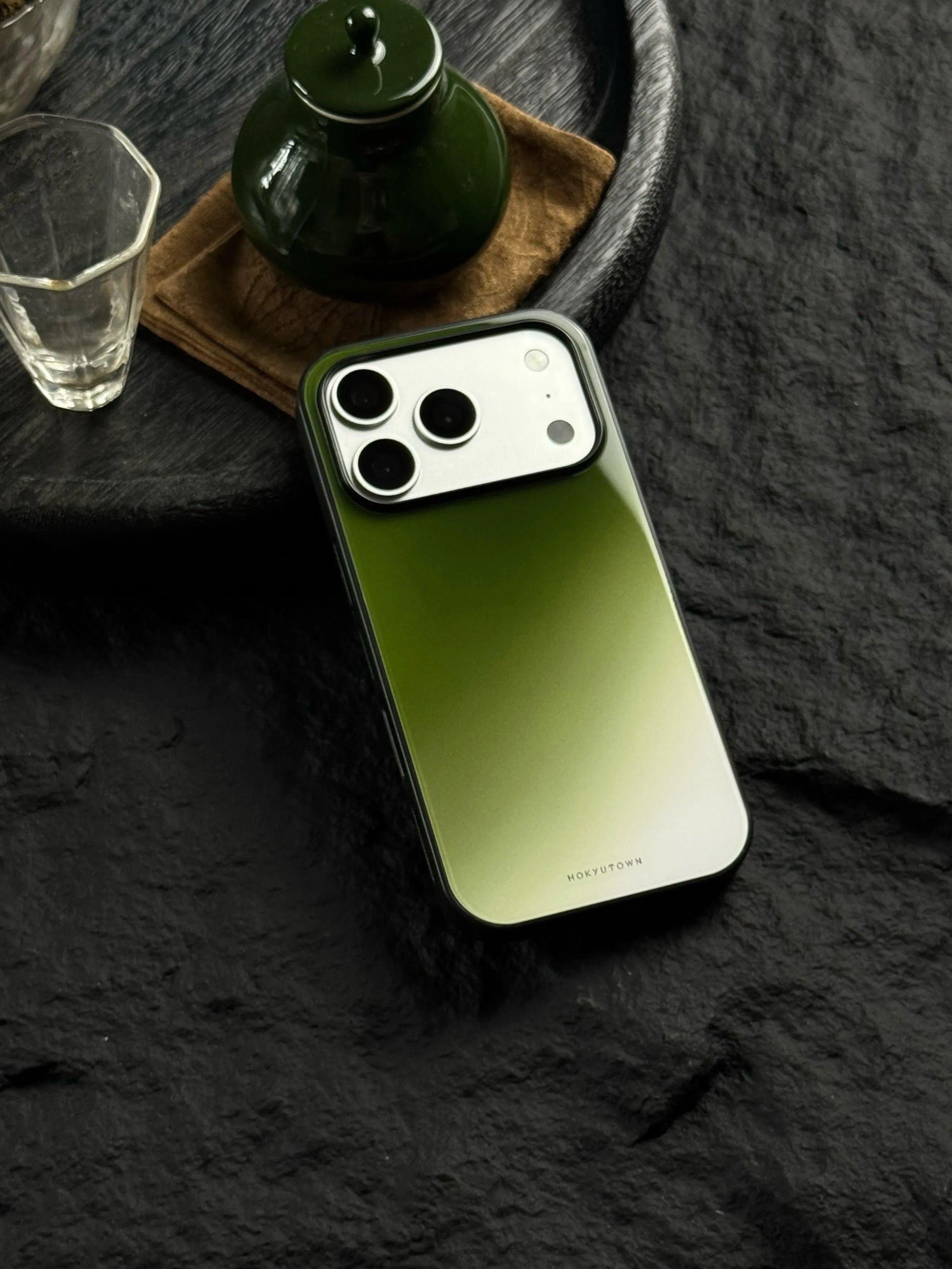 Matcha Green Gradient Tempered Glass Phone Case-CHO