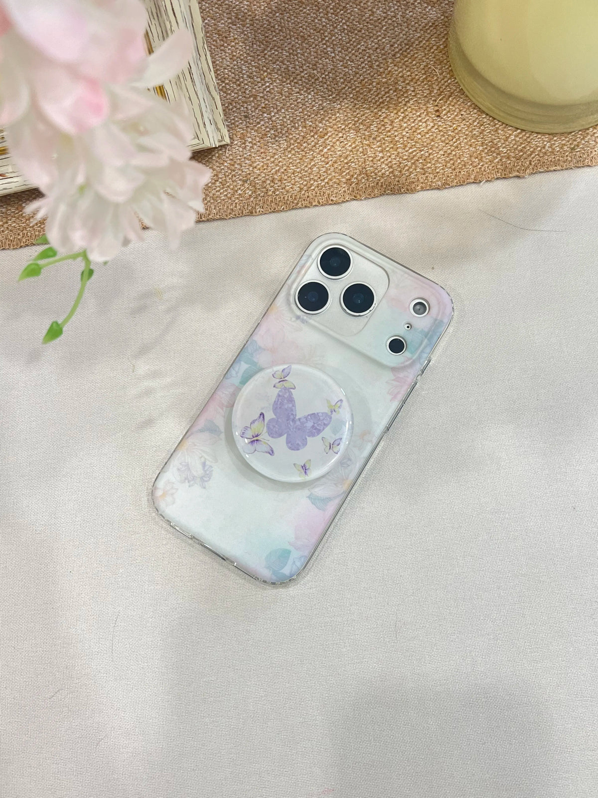 Soft Floral & Purple Butterfly IMD Phone Case-YSH