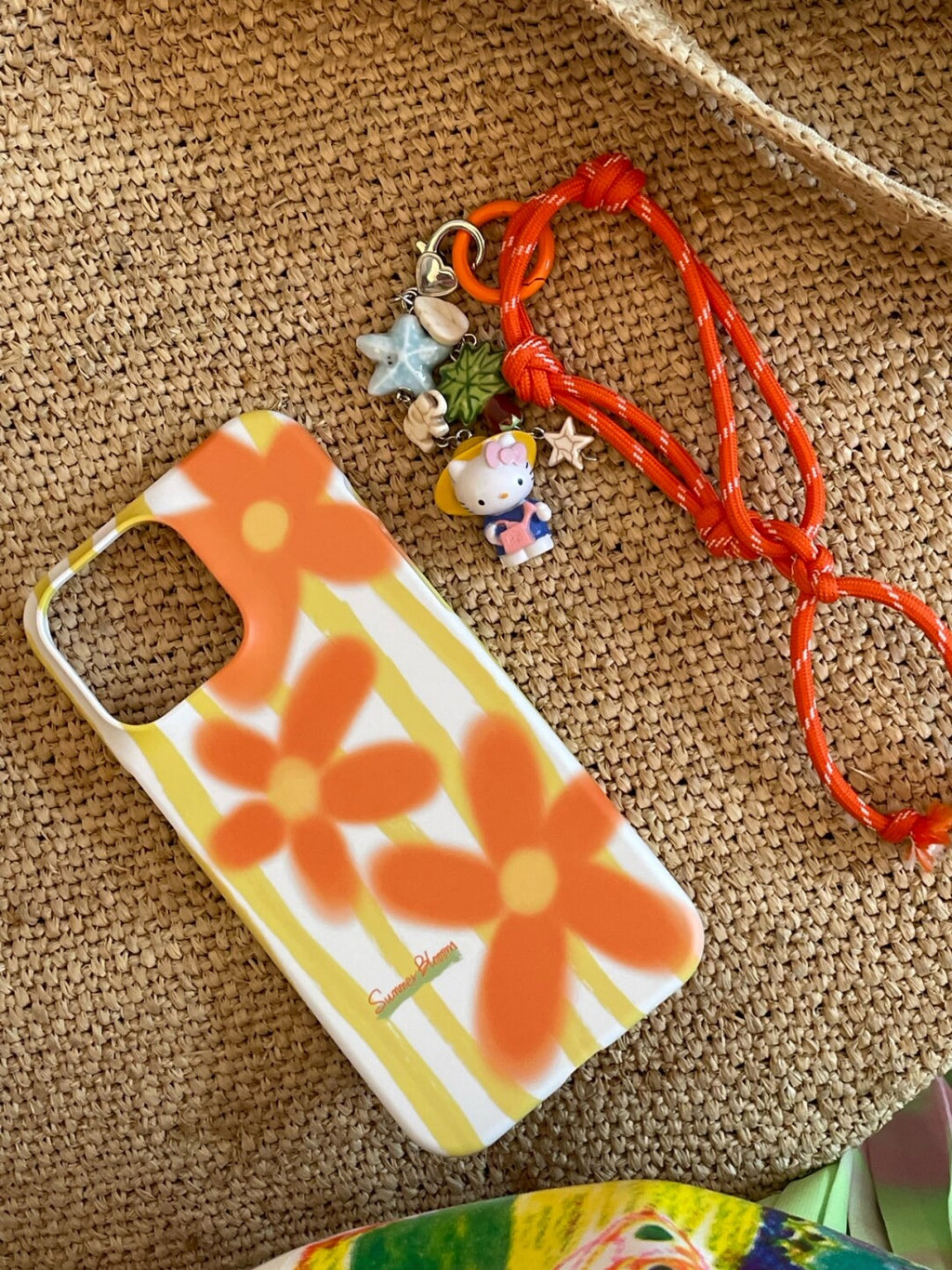 Orange Floral Striped Art Phone Case - Dural/single Layer - SB-IML