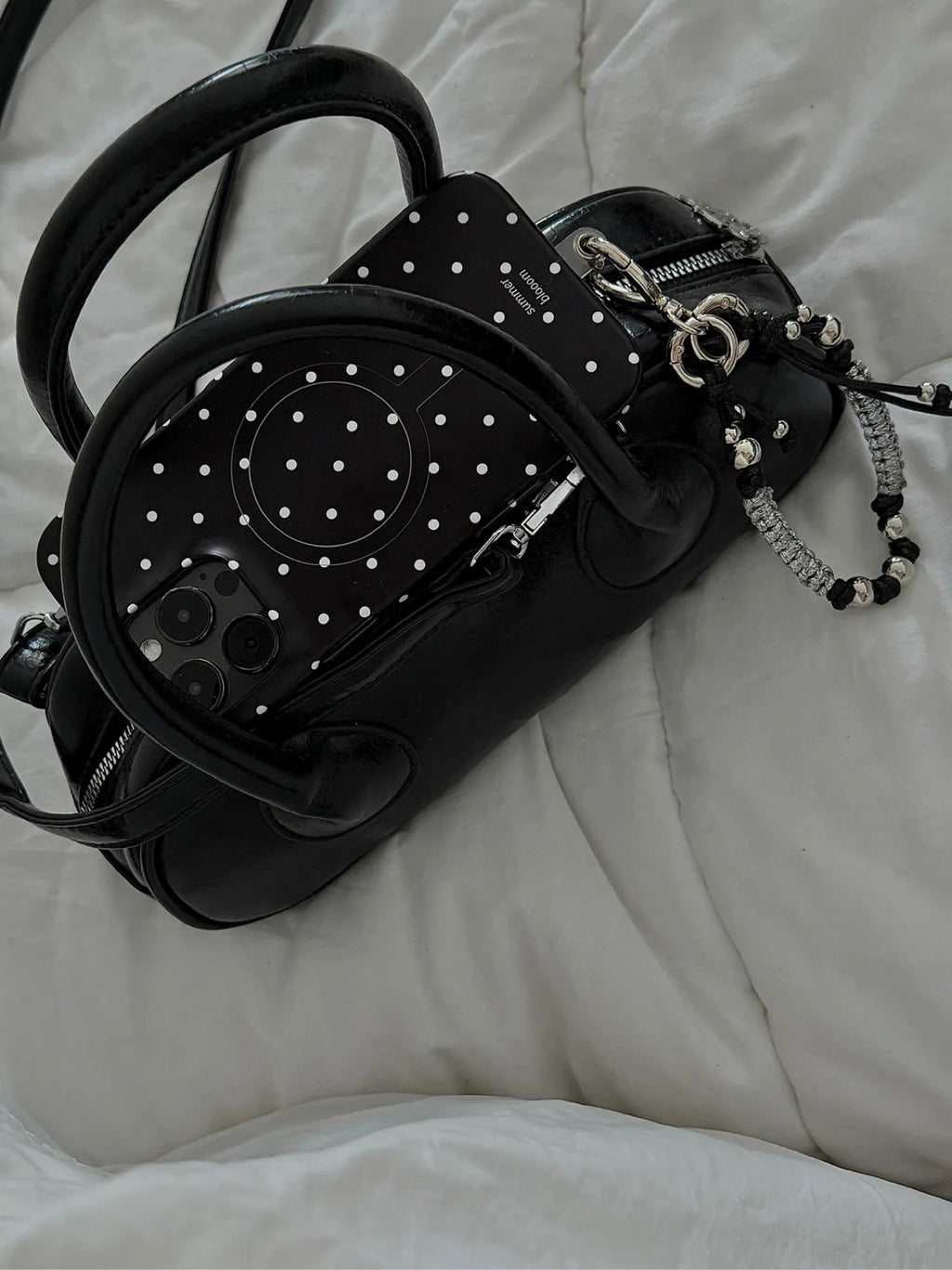 Aesthetic Black Polka Dot Phone Case with Slot or MagSafe SB-IML