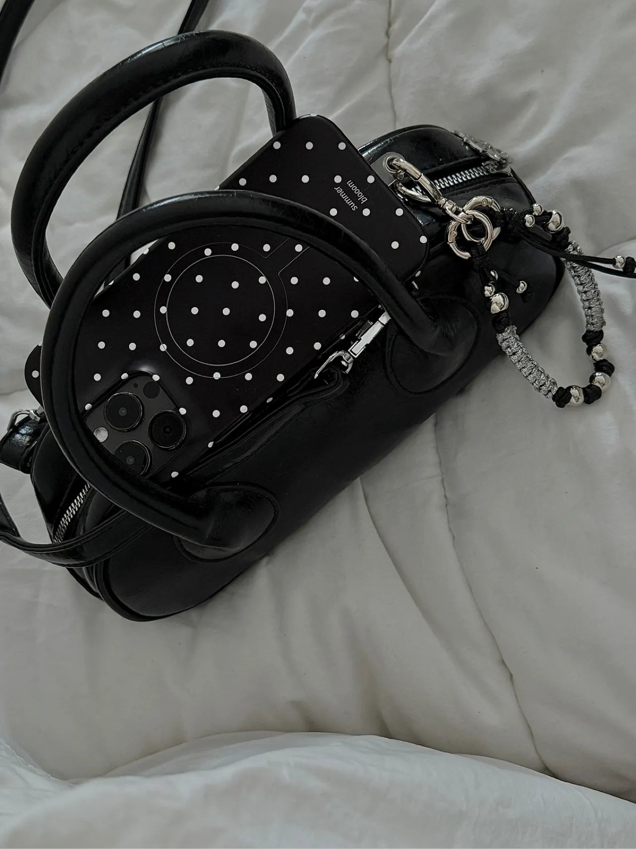 Aesthetic Black Polka Dot Phone Case with Slot or MagSafe SB-IML