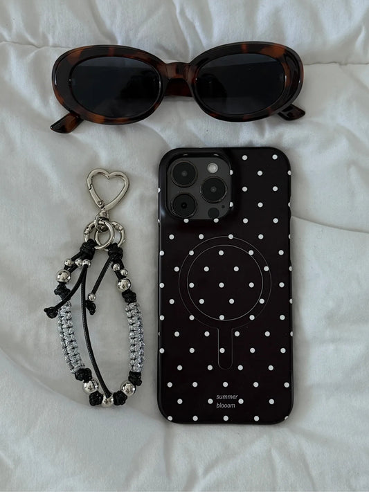 Aesthetic Black Polka Dot Phone Case with Slot or MagSafe SB-IML