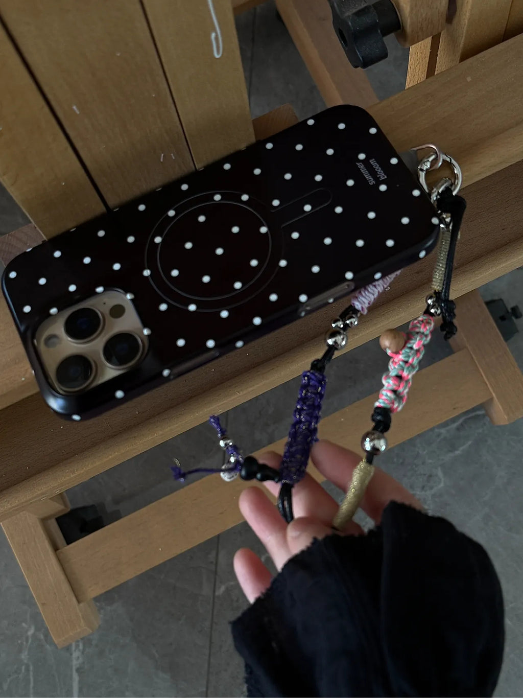 Aesthetic Black Polka Dot Phone Case with Slot or MagSafe SB-IML