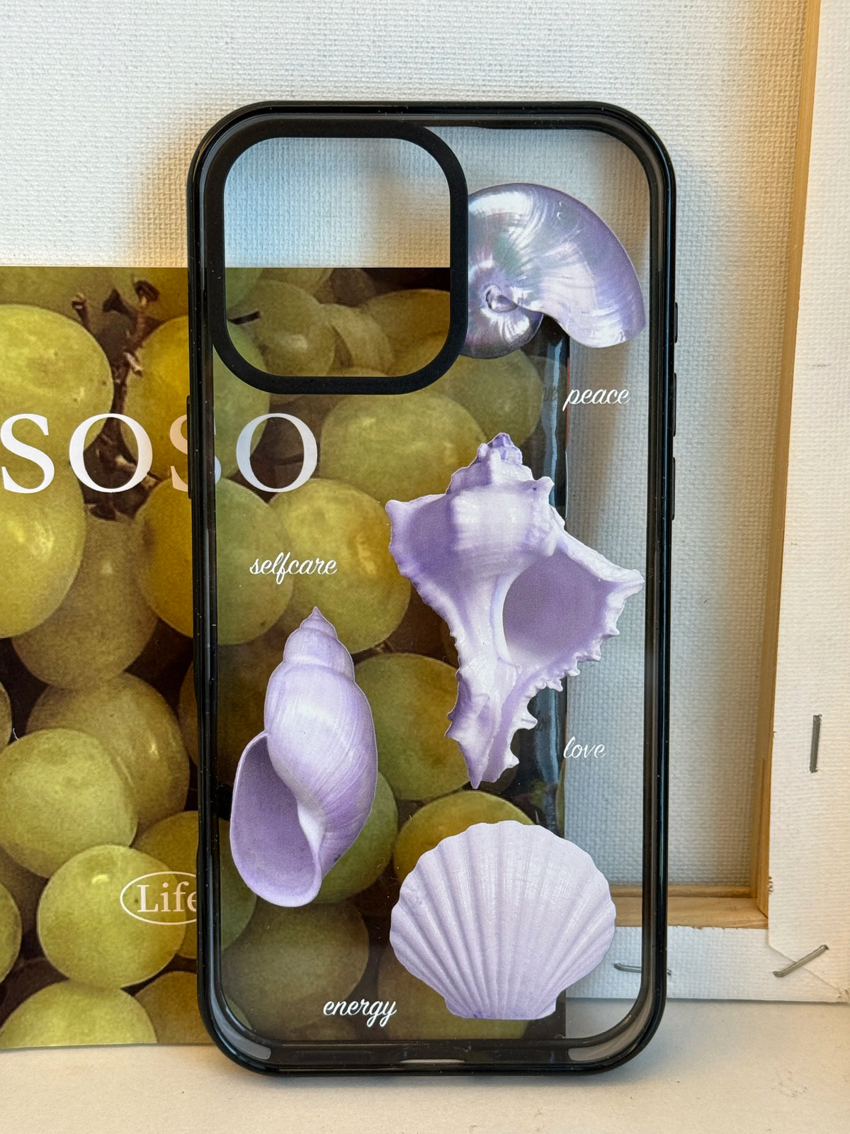Aesthetic Purple Seashell Clear Phone Case With Black Border - SB-Mag