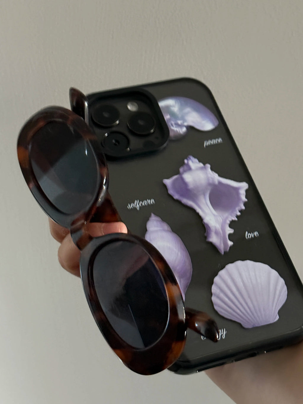 Aesthetic Purple Seashell Clear Phone Case With Black Border - SB-Mag