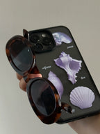 Aesthetic Purple Seashell Clear Phone Case With Black Border - SB-Mag