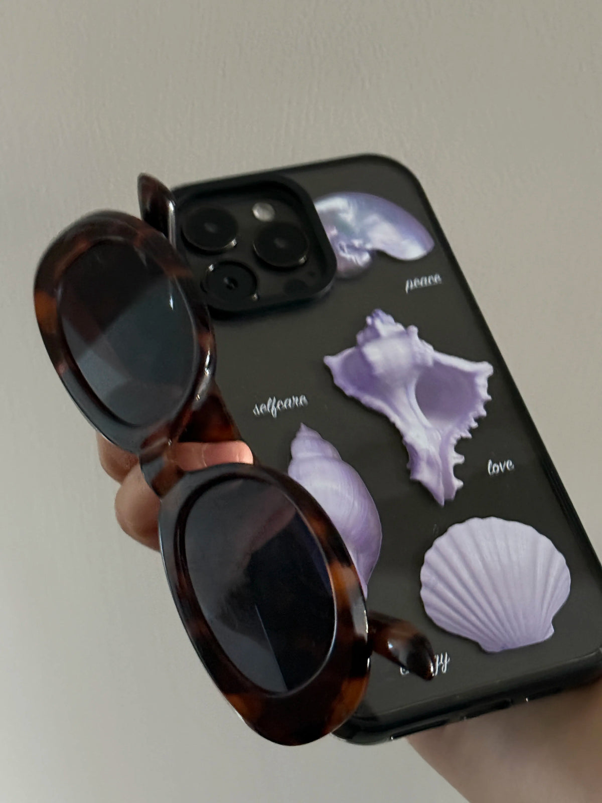 Aesthetic Purple Seashell Clear Phone Case With Black Border - SB-Mag