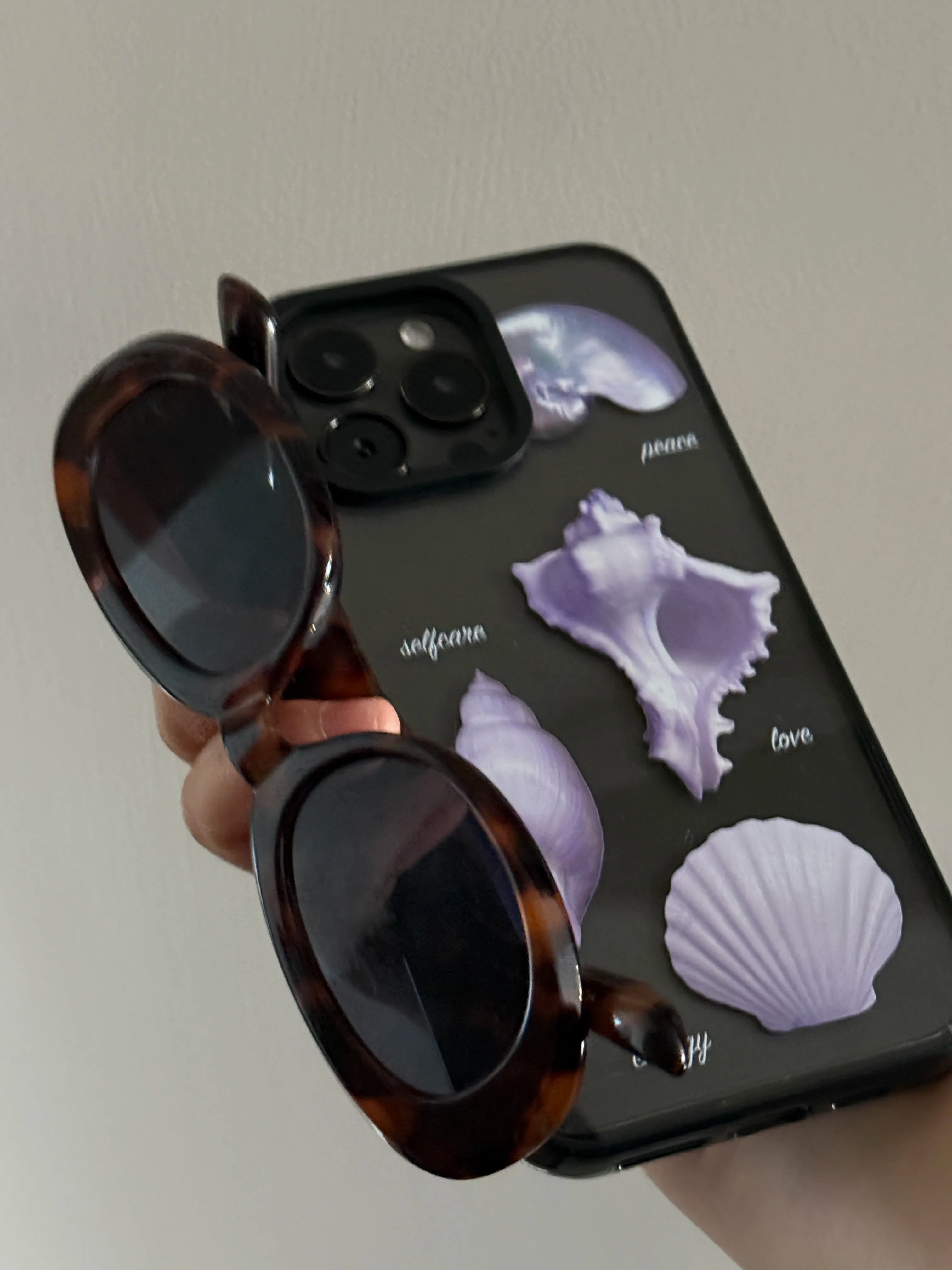 Aesthetic Purple Seashell Clear Phone Case With Black Border - SB-Mag