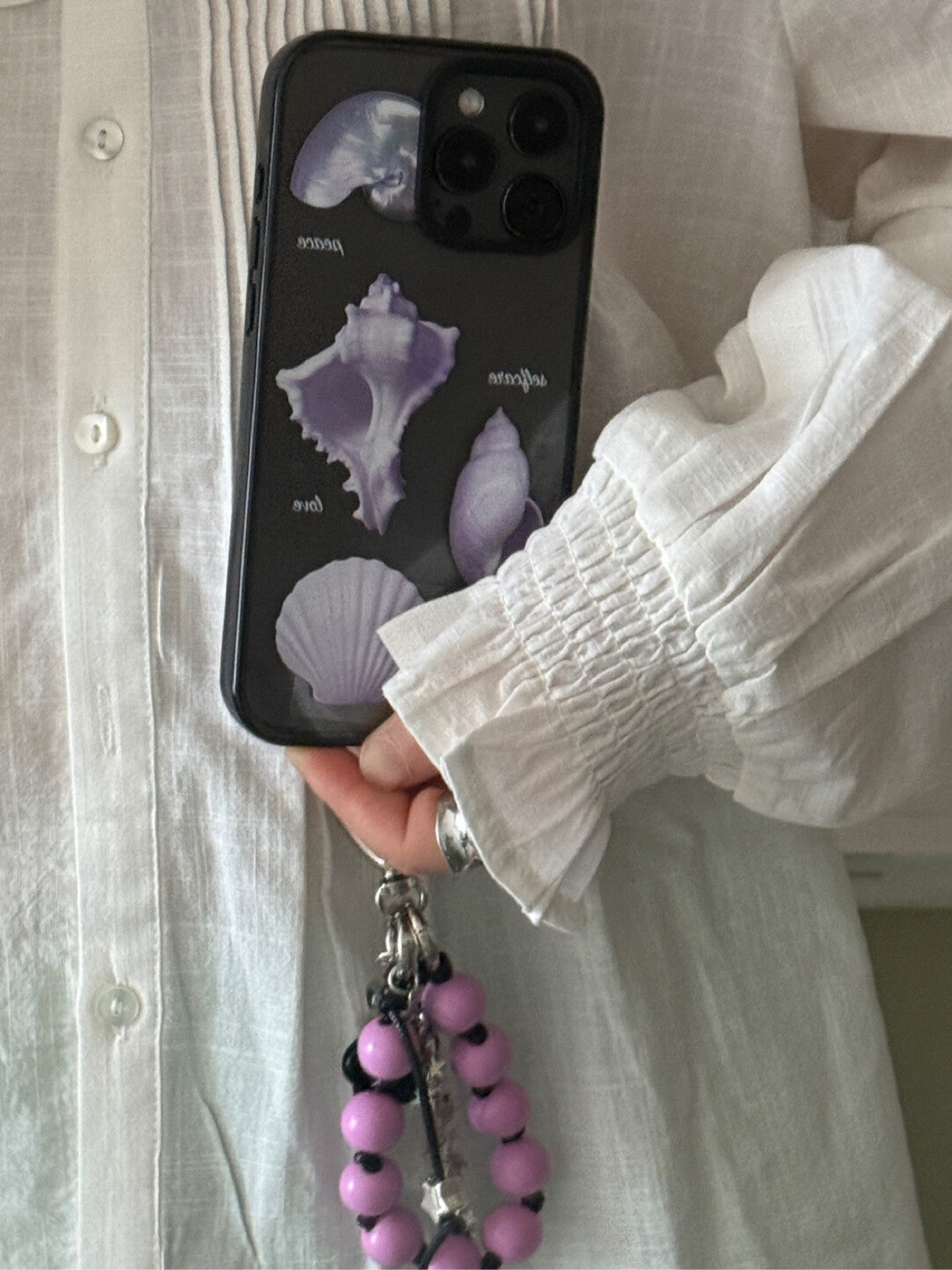 Aesthetic Purple Seashell Clear Phone Case With Black Border - SB-Mag