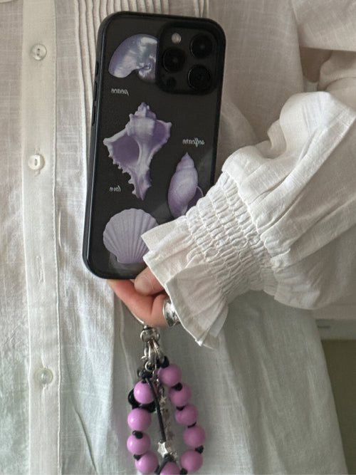 Aesthetic Purple Seashell Clear Phone Case With Black Border - SB-Mag