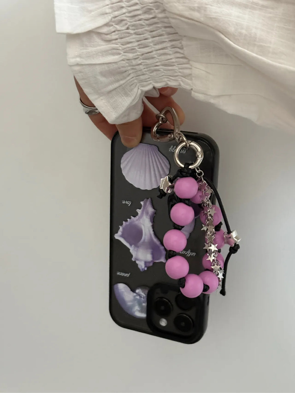 Aesthetic Purple Seashell Clear Phone Case With Black Border - SB-Mag