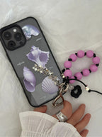 Aesthetic Purple Seashell Clear Phone Case With Black Border - SB-Mag