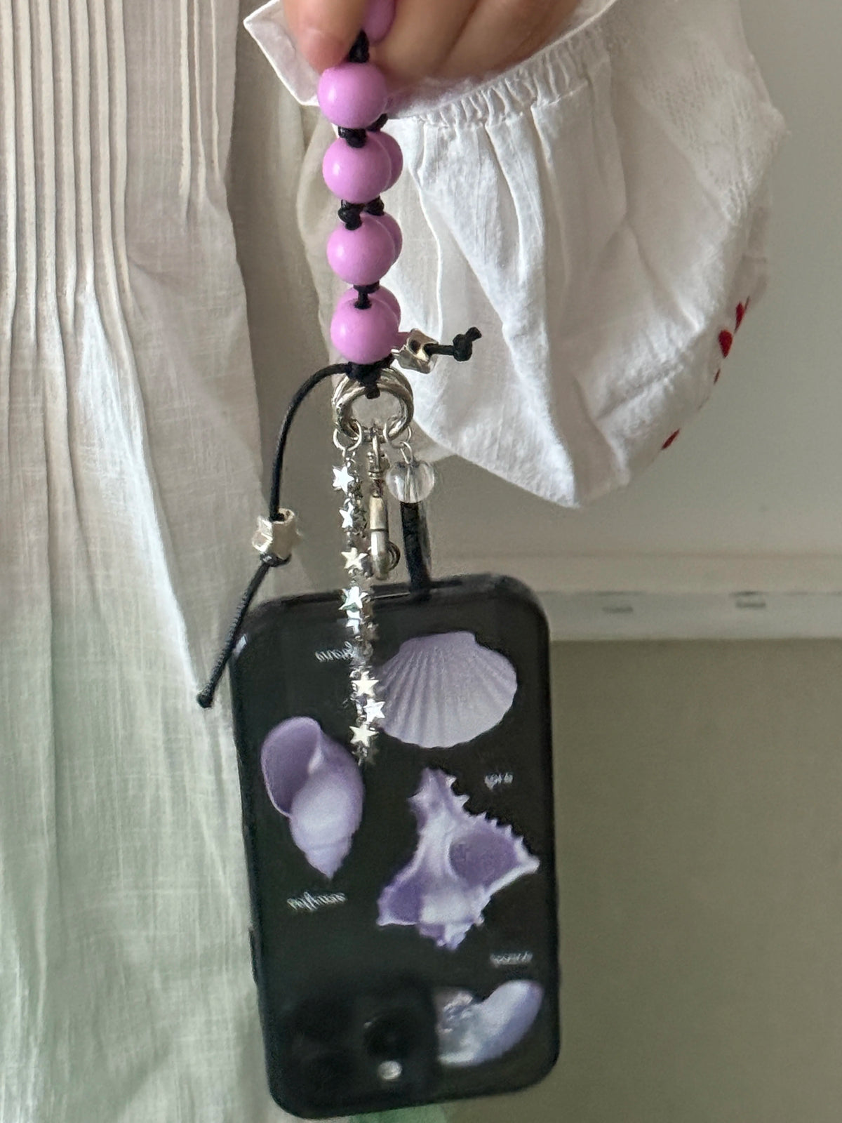 Aesthetic Purple Seashell Clear Phone Case With Black Border - SB-Mag