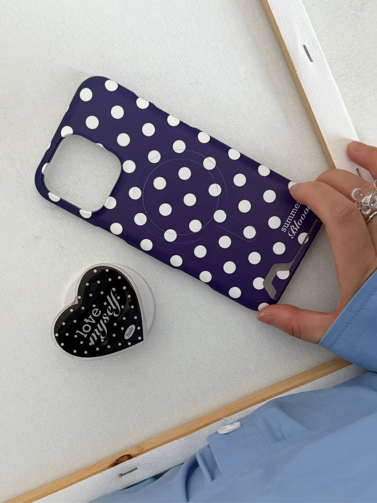 Aesthetic Blue Polka Dot Phone Case with Slot or MagSafe SB-IML