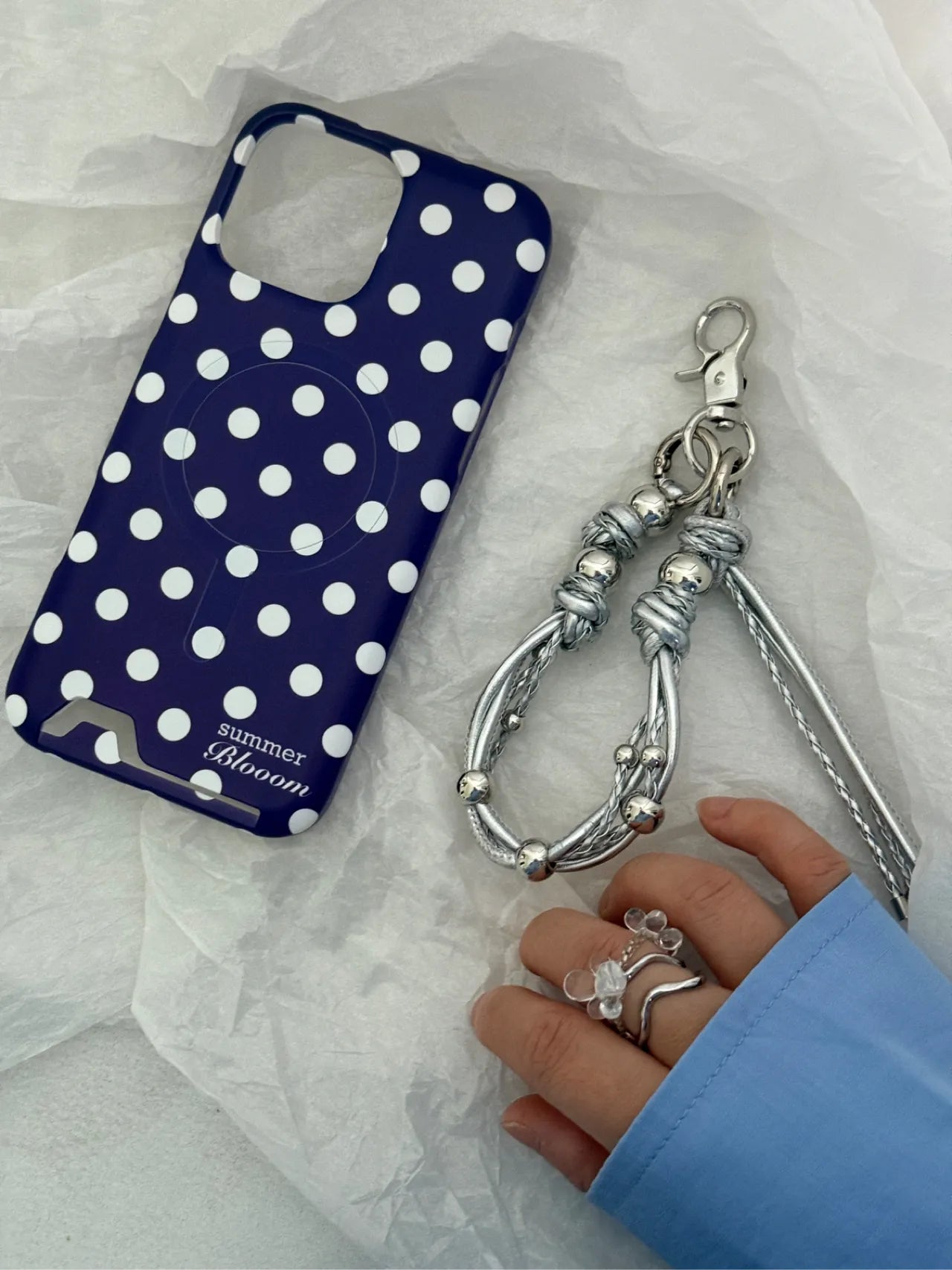 Aesthetic Blue Polka Dot Phone Case with Slot or MagSafe SB-IML