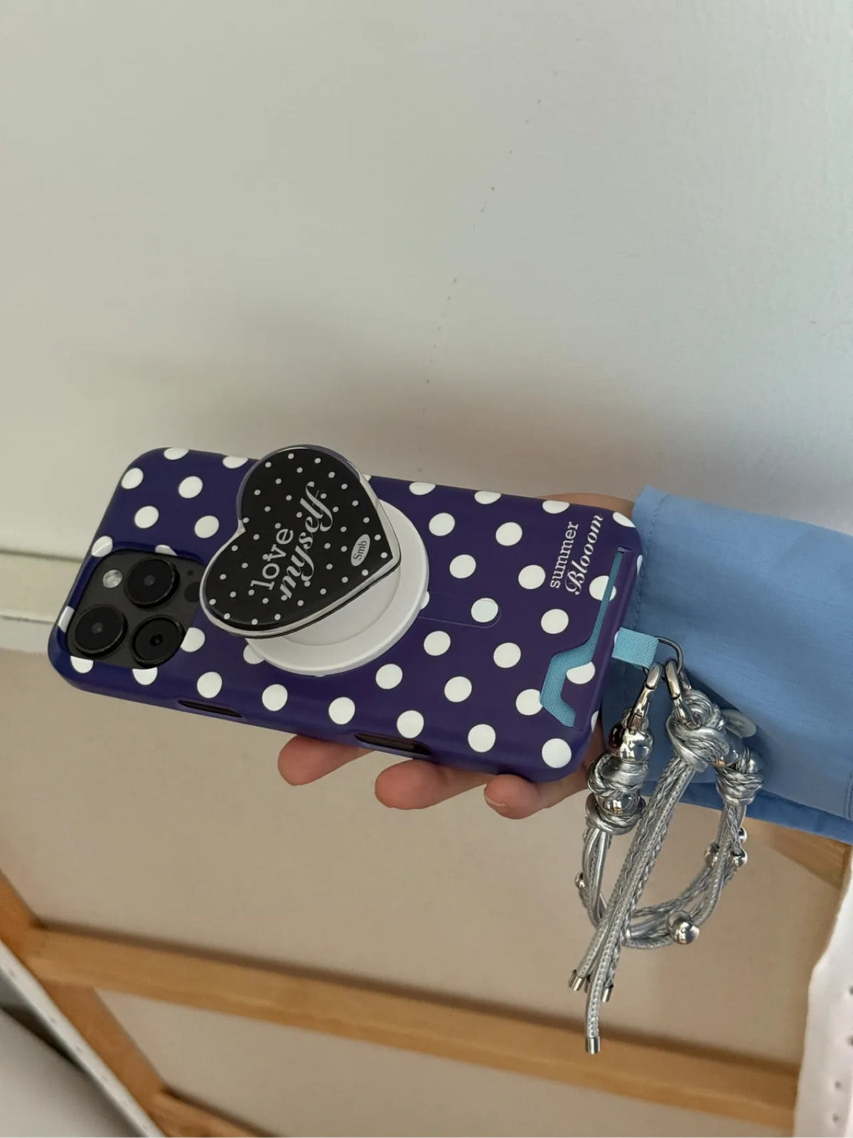Aesthetic Blue Polka Dot Phone Case with Slot or MagSafe SB-IML
