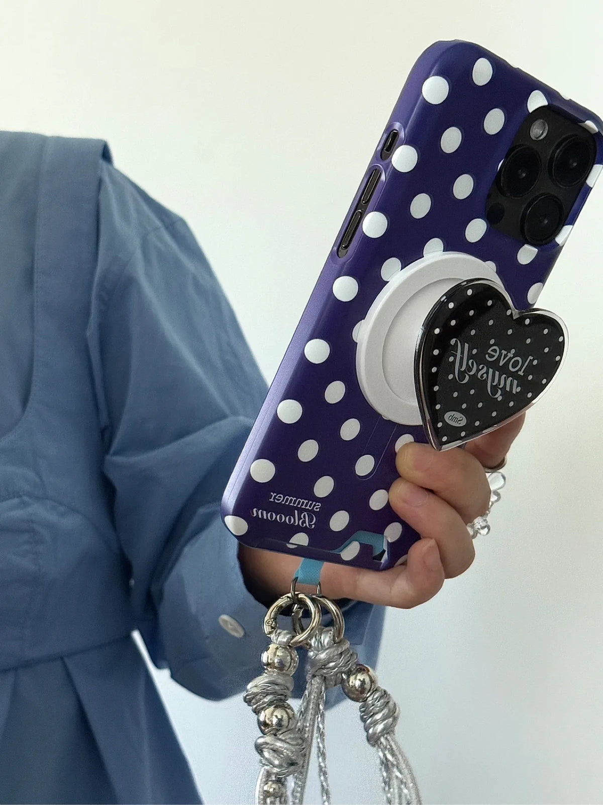 Aesthetic Blue Polka Dot Phone Case with Slot or MagSafe SB-IML
