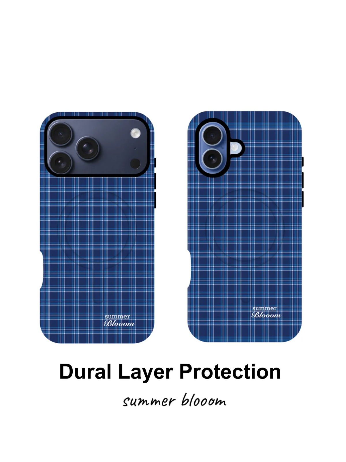 Blue Plaid Pattern Phone Case - SB - 2-in-1 Film Case, MagSafe