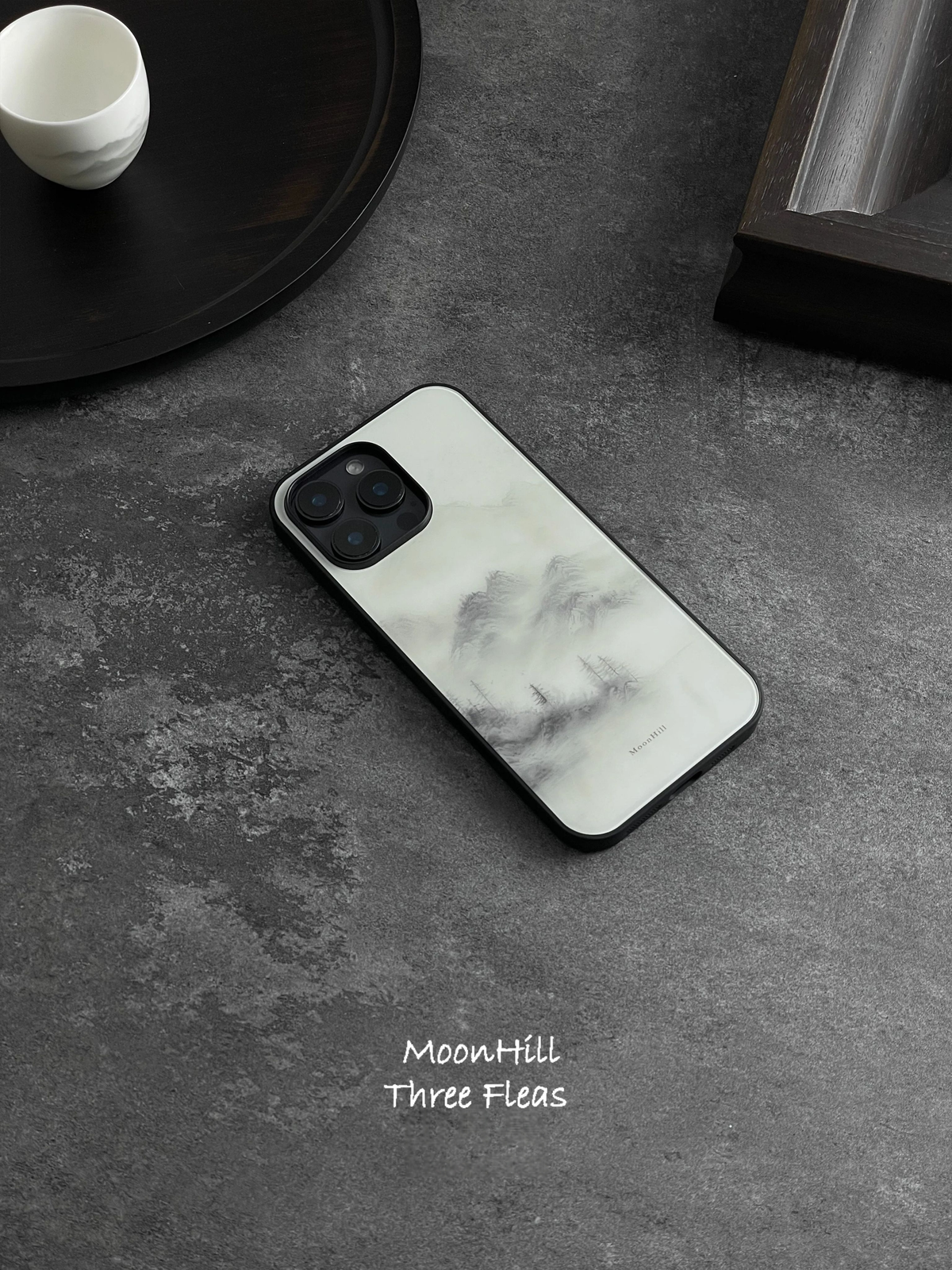 Ink Wash Zen Mountain Landscape Tempered Glass Phone Case-MH