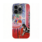 Artistic Red Couch Dog Phone Case Double-layer Film Print