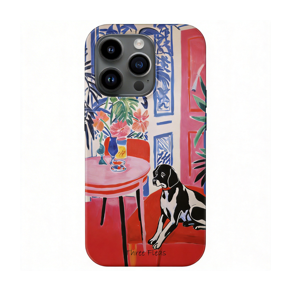 Artistic Red Couch Dog Phone Case Double-layer Film Print