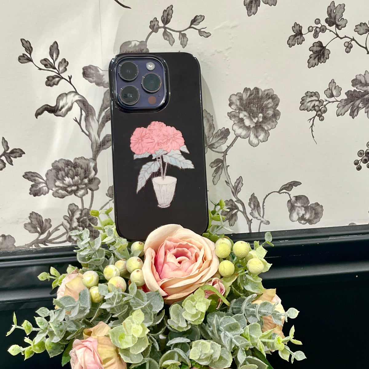 Artistic Pink Floral Phone Case Double-layer Film Print