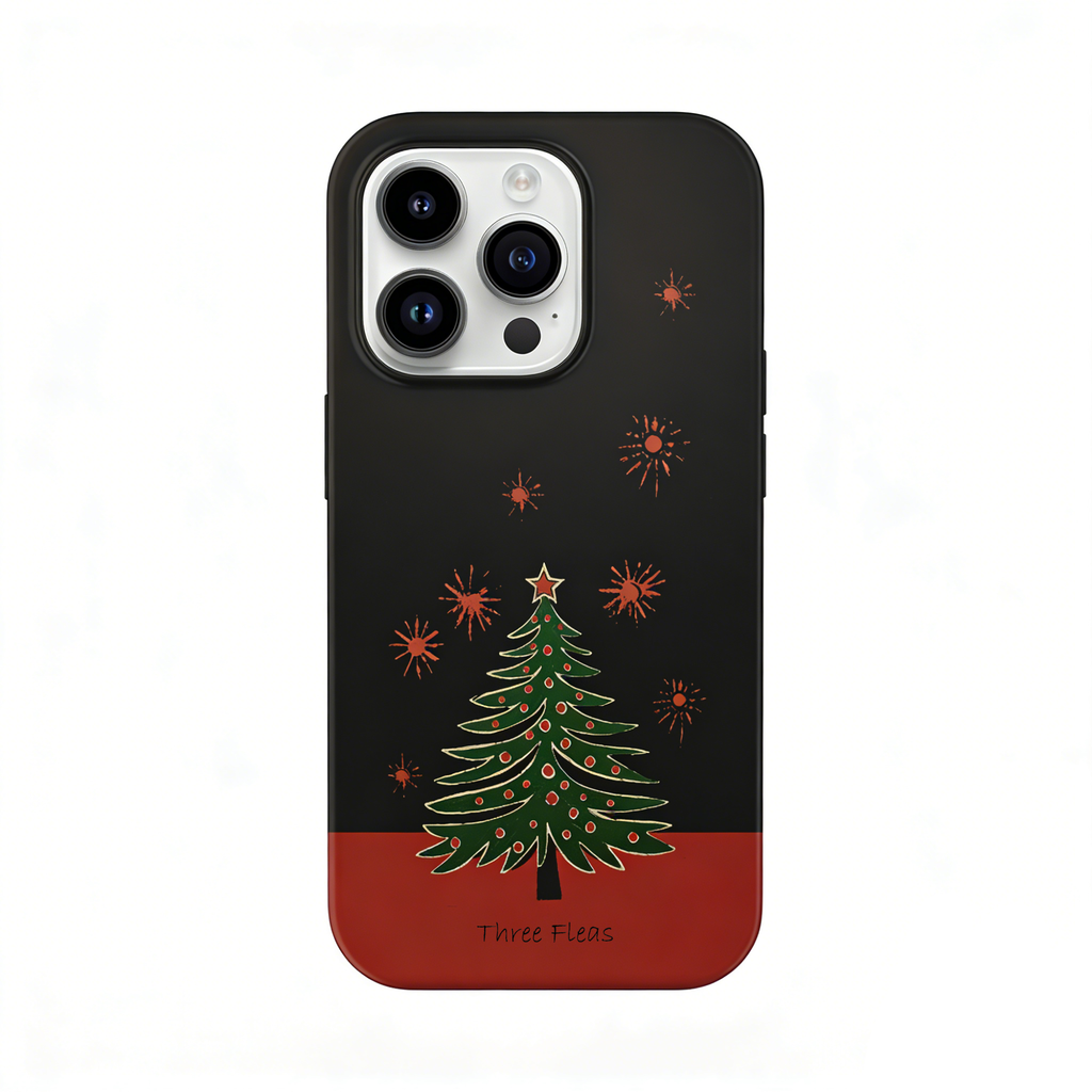 Artistic Christmas Tree & Fireworks Phone Case Double-layer Film Print