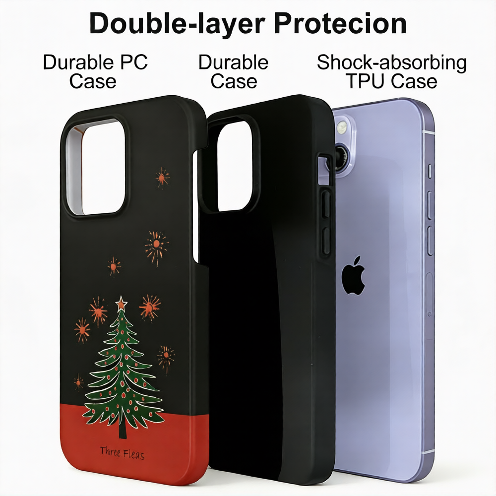 Artistic Christmas Tree & Fireworks Phone Case Double-layer Film Print