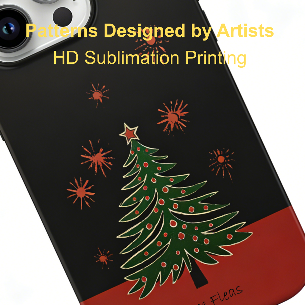 Artistic Christmas Tree & Fireworks Phone Case Double-layer Film Print