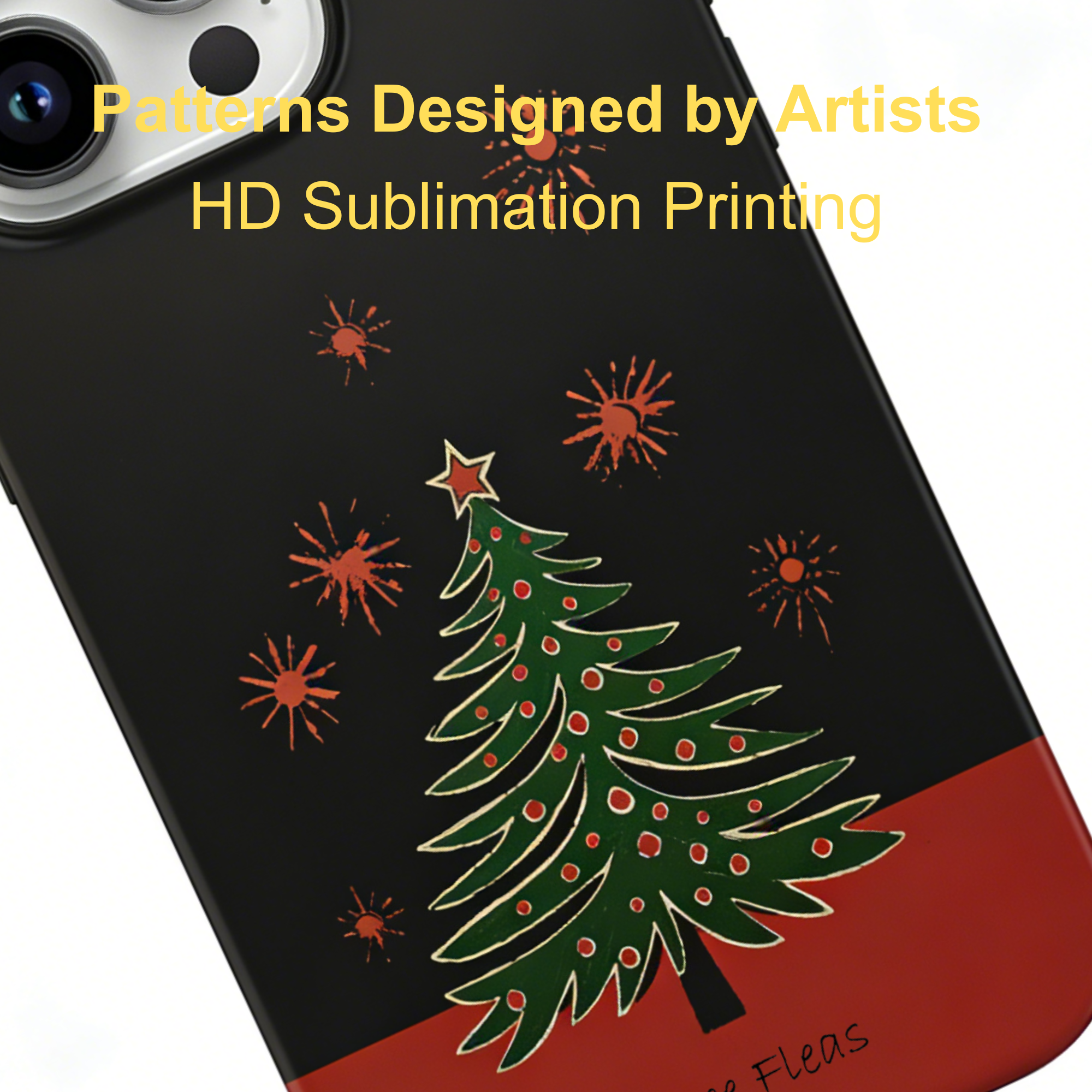 Artistic Christmas Tree & Fireworks Phone Case Double-layer Film Print
