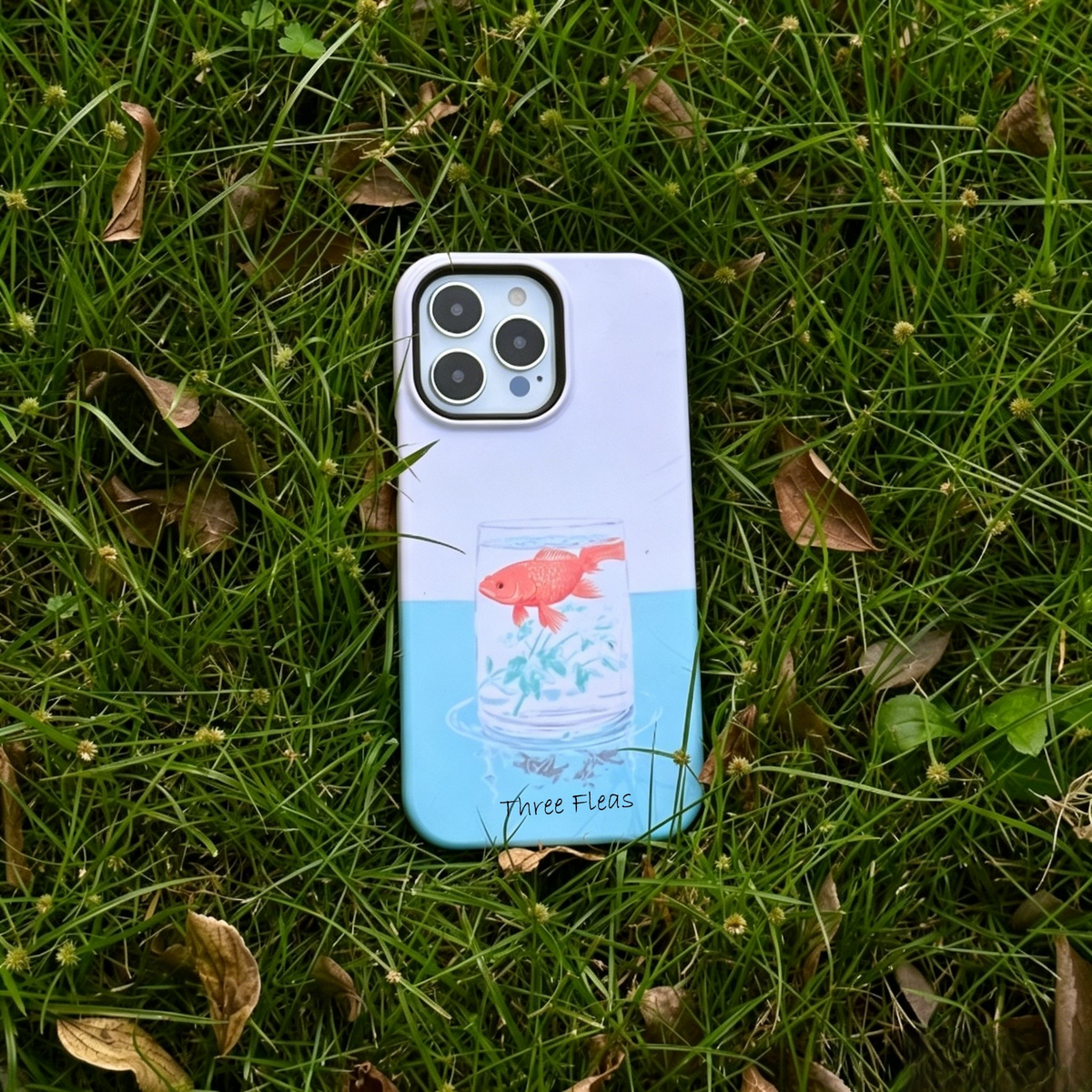 Artistic Goldfish in Glass Phone Case Double-layer Film Print