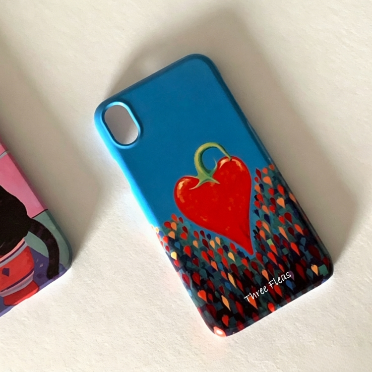 Artistic Heart-Shaped Chili Phone Case Double-layer Film Print