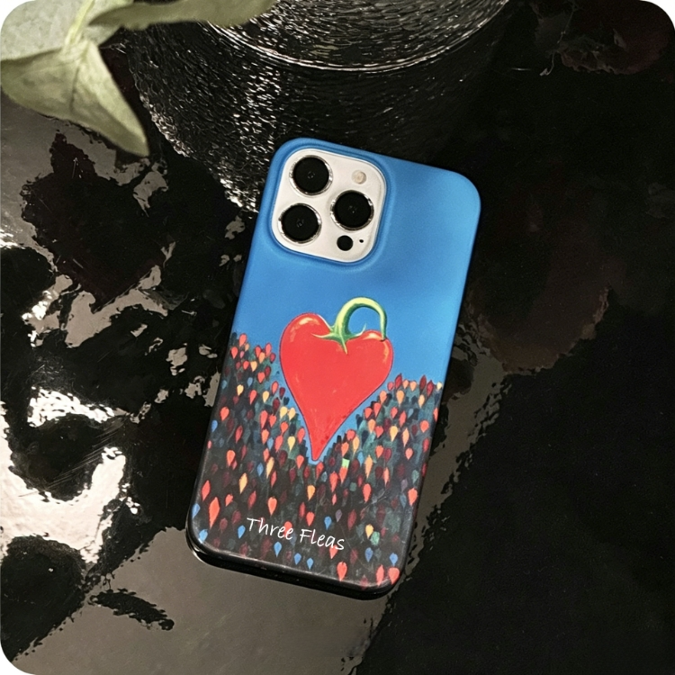 Artistic Heart-Shaped Chili Phone Case Double-layer Film Print