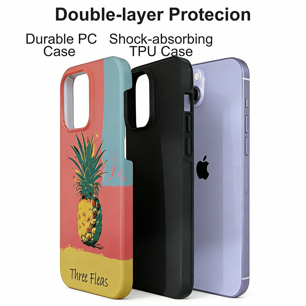 Artistic Pineapple Abstract Color Block Phone Case Double-layer Film Print