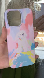 Artistic White Dog Colorful Phone Case Double-layer Film Print