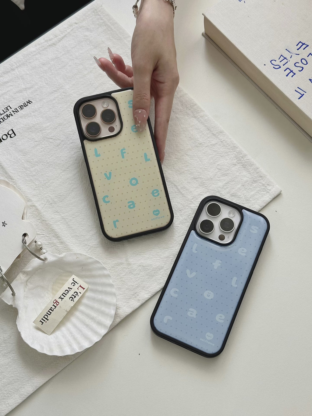 Polka Dot Lettering Epoxy Phone Case-BC003R